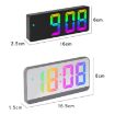 Colorful Fonts LED Alarm Clock - Large Screen, Black Shell, Mirror Surface - 2