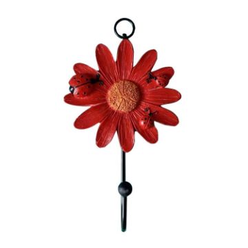 Red Resin Flower Wall Coat Hooks - Home Decor Hangings - 1