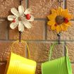 Resin Flower Wall Coat Hooks - White Home Decor Hangings - 5