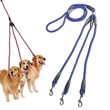 140cm 3 In 1 Multi-head Dog Leash Walking Rope - Blue - 1