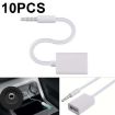 10 PCS Y-1502 14cm Car AUX to USB 3.5mm Adapter Cable - White - 1