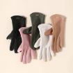 Women's Black Touch Screen Velvet Riding Gloves - One Size, Keep Warm - 2