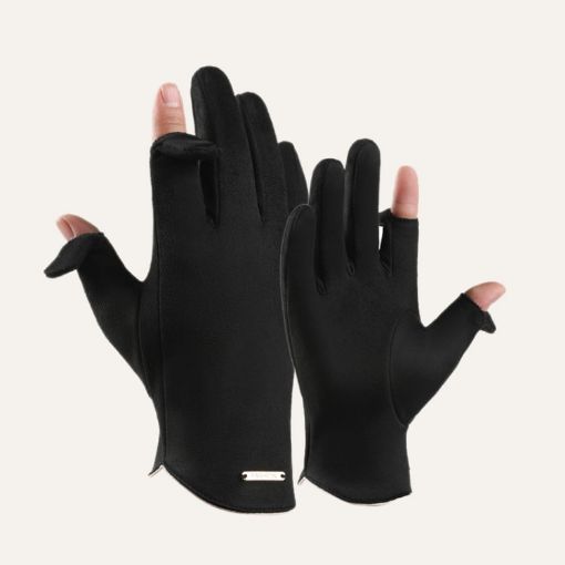 Men's Black Touch Screen Velvet Riding Gloves - One Size, Keep Warm - 1