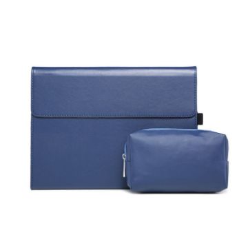 Surface Pro 9 Tablet Case Holder - Blue Lambskin Texture + Power Bag - 1
