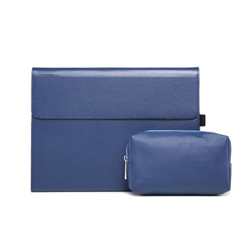 Surface Pro 9 Tablet Case Holder - Blue Lambskin Texture + Power Bag - 1