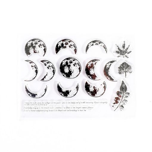 Vintage Botanical Arrangement Silicone Stamps - 5 PCS Moon Phase Set - 1