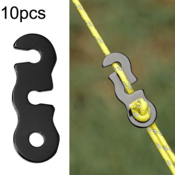 10pcs Black Aluminum Alloy S-shaped Umbrella Rope Buckle for Outdoors - 1