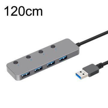 USB 3.0 4-Port Hub, Type-C/USB-C, Aluminum Alloy, 120cm Cable - 1