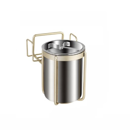 Wall-mounted Stainless Steel Ashtray with Smoke Buckle, No Punching Needed - 1