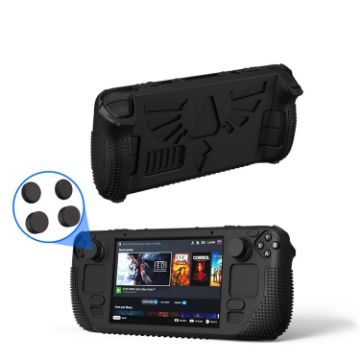 Steam Deck V V4-1 Pocket Console Black Silicone Non-slip Case with Holder - 1