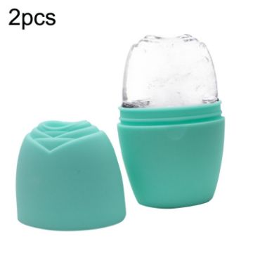 2pcs Olive Green Face Ice Roller Massage Silicone Tray L-03-01 - 1