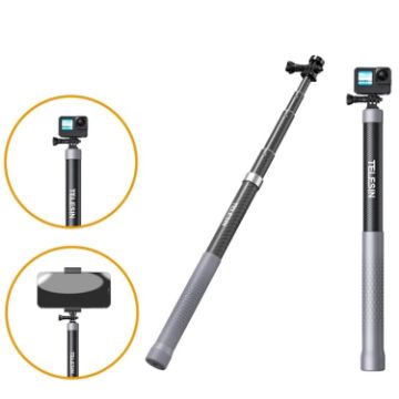 TELESIN 1.2m Carbon Fiber Monopod Selfie Stick for Action Cameras - 1