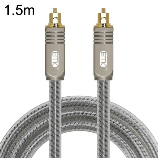 EMK YL/B 1.5m Transparent Gray Optical Fiber Audio Cable Square to Square - 1