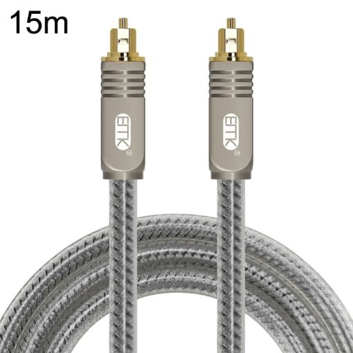 EMK YL/B 15m Transparent Gray Optical Fiber Audio Cable Square to Square - 1