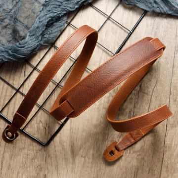 Cowhide Leather Camera Strap - Outdoor Photography Neck Strap (Coffee) - 1