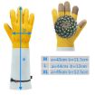 Leather Extended Thick Gardening & Welder Work Gloves, Gold White L - 3