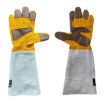XL Leather Gardening & Welder Work Gloves, Gold White, Extended Thick - 2