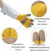 XL Leather Gardening & Welder Work Gloves, Gold White, Extended Thick - 4