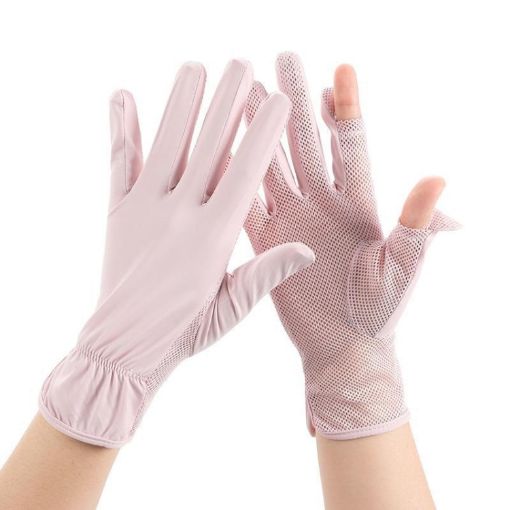 Summer Sunscreen Anti-UV Ice Silk Fishing Gloves - Breathable, Free Size - 1