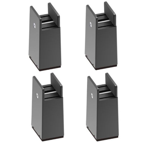 Adjustable Furniture Heightening Feet Pads 4pcs, 100mm High, Black Plywood - 1
