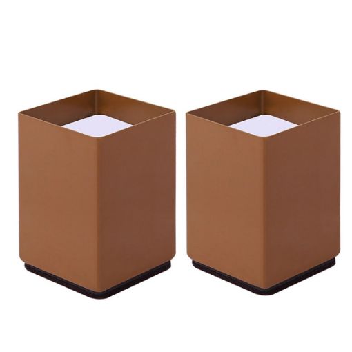2pcs Furniture Carbon Steel Heightening Foot Pad, Square 6x10cm Brown - 1