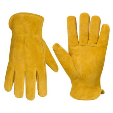 Cowhide High Temp Welding Gloves Insulated Foil Anti-Heat (L Yellow) - 1