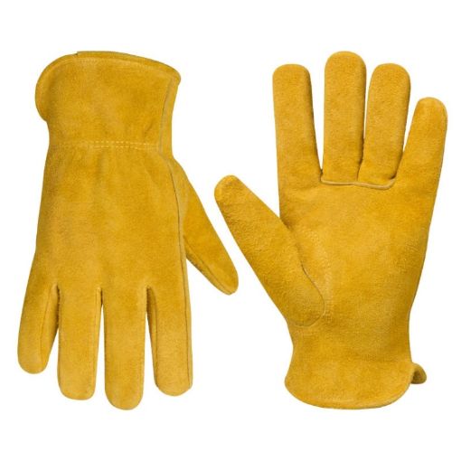 Cowhide High Temp Welding Gloves Insulated Foil Anti-Heat (L Yellow) - 1