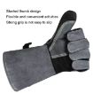 Cowhide BBQ Gloves 14" Gray - Thickened Anti-hot Oven Welding Protection - 4