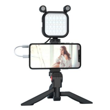 Vlogging Kit: KIT-11LM Tripod Fill Light & Microphone for Phone Recording - 1