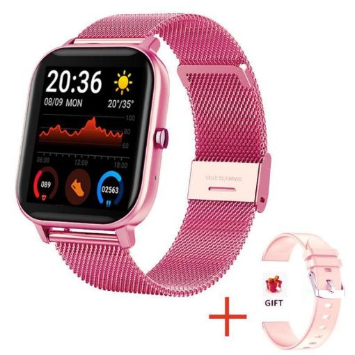 H10 1.69" Screen Pink Smart Watch with Bluetooth Call & Health Monitoring - 1