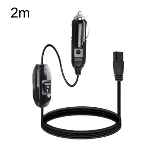 12V/24V Car Refrigerator Power Cord, 2m Cigarette Lighter Plug with Switch - 1
