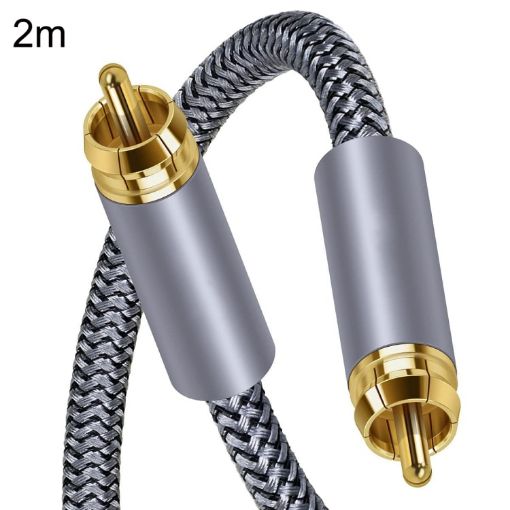 2m Pure Copper RCA Coaxial HIFI Digital Audio Cable SPDIF (Silver Gray) - 1