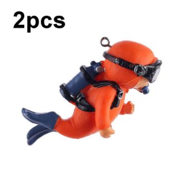 Fish Tank Diver Ornaments - 2pcs Aquarium Decorations (Regular Orange) - 1