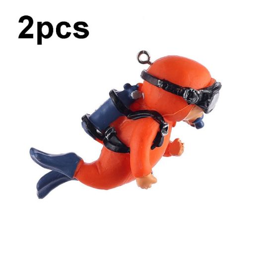 Fish Tank Diver Ornaments - 2pcs Aquarium Decorations (Regular Orange) - 1