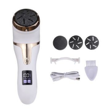 JD-510 Rechargeable Electric Foot Callus Remover with Vacuum - White - 1