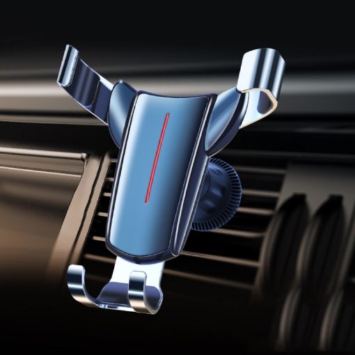 Triangular Gravity Sensor Car Phone Holder - Black Hook Clip - 1
