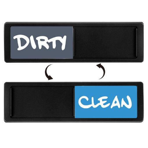 Double-Sided Dishwasher Magnet Clean Dirty Sign, Black-Blue Gray - 1