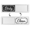 Silver Wood Grain Lace Dishwasher Magnet Clean Dirty Sign, Double-Sided - 1