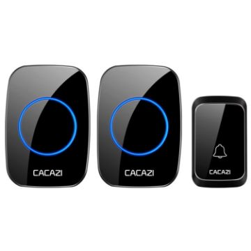 CACAZI A06-DC Wireless Waterproof Doorbell, 1 to 2 Battery, Black - 1