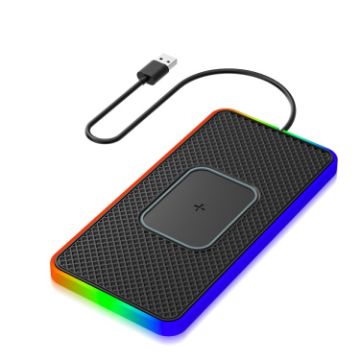 15W 2-in-1 Wireless Car Charger with Non-slip Mat & Colorful Light - 1
