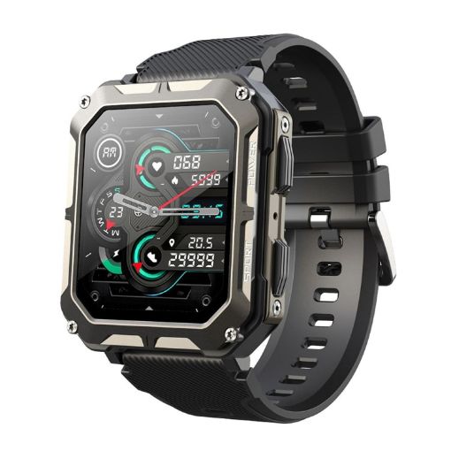 C20 Pro 1.83" IP68 Waterproof Bluetooth Call Smart Sports Watch Black - 1