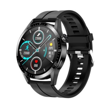 Waterproof Sports Health Smart Watch with NFC, Black Silicone Band - 1