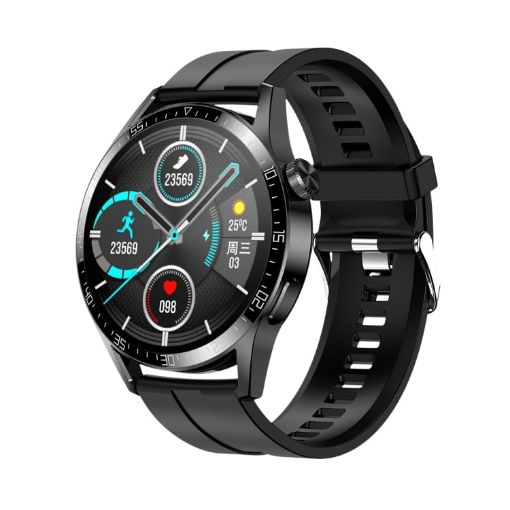 Waterproof Sports Health Smart Watch with NFC, Black Silicone Band - 1