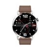 Waterproof Smart Call Watch with NFC, Silver-Brown Leather & Red Silicone - 1