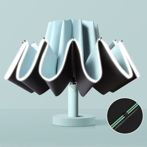 20 Bone Reverse Double Automatic Folding Umbrella, Sunshade - Green - 1