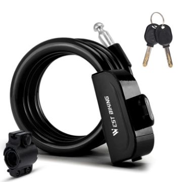 WEST BIKING 1.2m Bicycle Lock - PVC Steel Cable, Anti-theft, Waterproof - 1