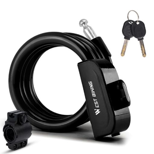 WEST BIKING 1.2m Bicycle Lock - PVC Steel Cable, Anti-theft, Waterproof - 1