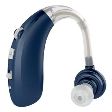 Blue USB Charging Earhook Hearing Aid Sound Amplifier Noise Reduction - 1