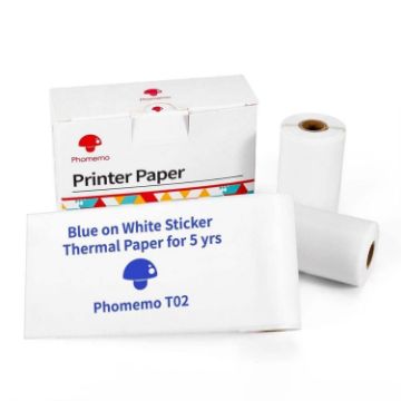 Phomemo T02 Bluetooth Printer Thermal Paper 3 Rolls 50mmx3m Blue/White - 1