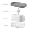 Black Press Type Soap Dispenser with Double Layer Drainage Soap Dish - 3